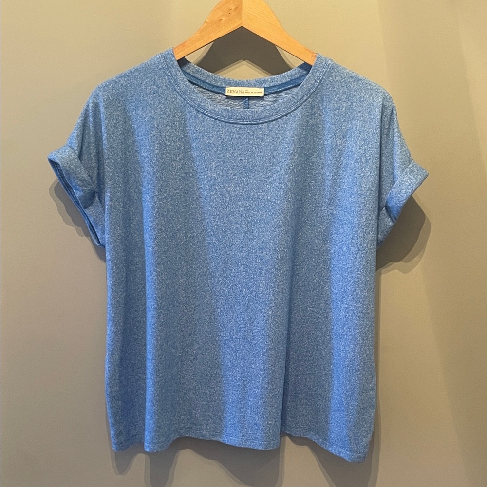 Zenana Womens Medium Short Sleeve Tee Blue